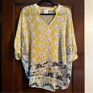 Yellow High/Low Blouse 💛🖤🩶